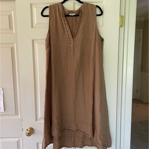 Rosemarine Brown/Tan Sleeveless Linen Dress, Size 1X